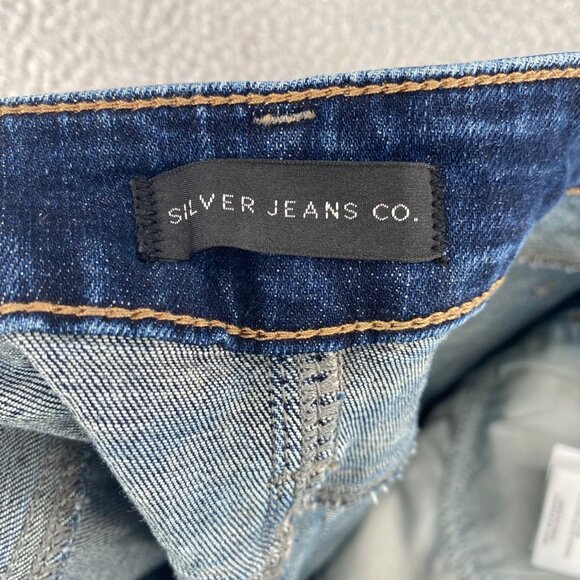 Silver Jeans Womens 30 Suki Slim Boot Blue Dark Wash Denim Button Fly Stretch - Picture 5 of 12